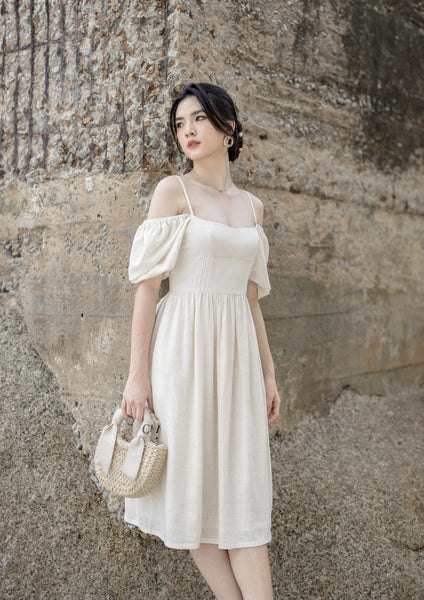 Olene Puff Sleeve Midi Dress