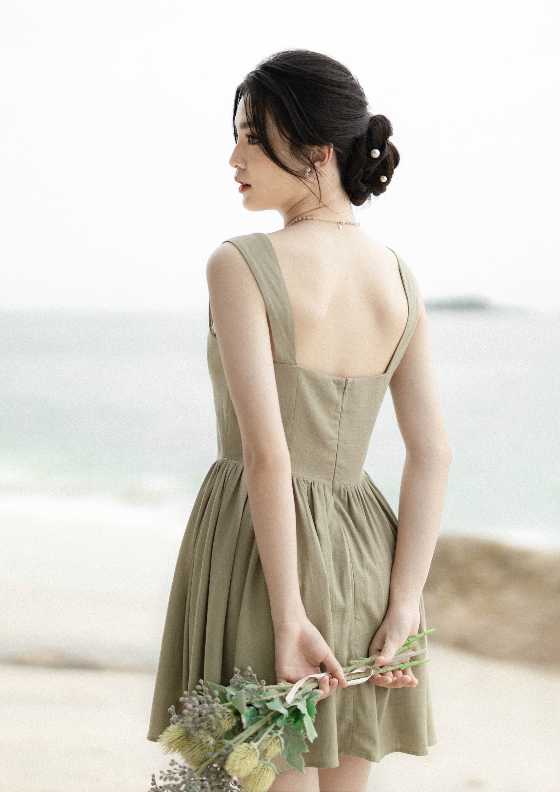 Varena Mini Dress - Sage Green Jemeus Varena Mini Dress - Sage Green Jemeus